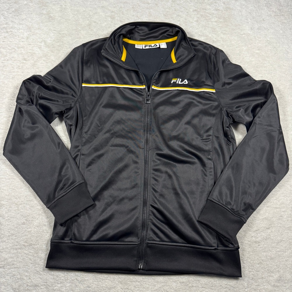 Fila Track Jacket Full‎ Zip Black Yellow White Athletic Men's Size S